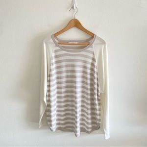 Women's Striped Sweater - Cream and Gray